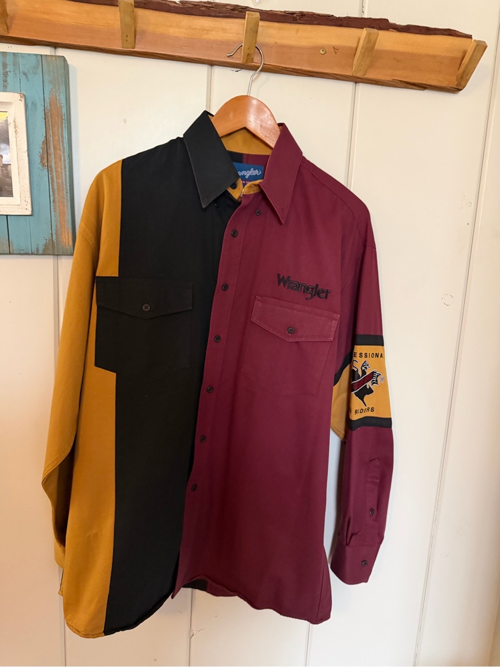 Vintage Wrangler PBR Bull Riders Colorblock Western Shirt Men’s L